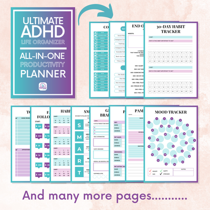 Ultimate ADHD Life Organizer –145+ Pages  All-in-One Productivity Planner PDF for GoodNotes, Notability, Samsung Notes